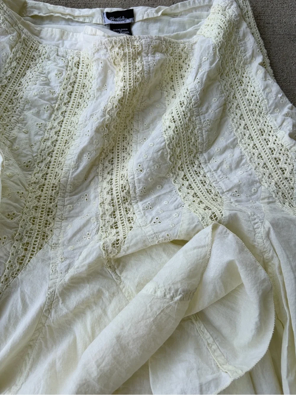 Vintage 90s Rhapsody lace coquette cottagecore ruffle boho flowy mini skirt - Picture 2 of 7